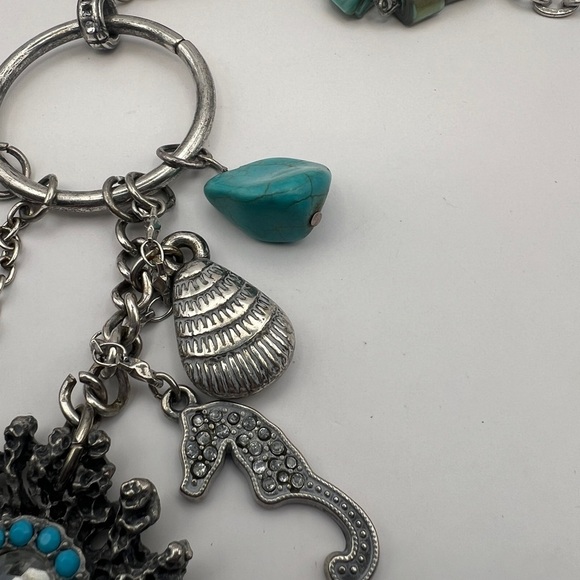 Chico's seahorse, jadeite, seashell long pendant silver tone necklace - Picture 8 of 14